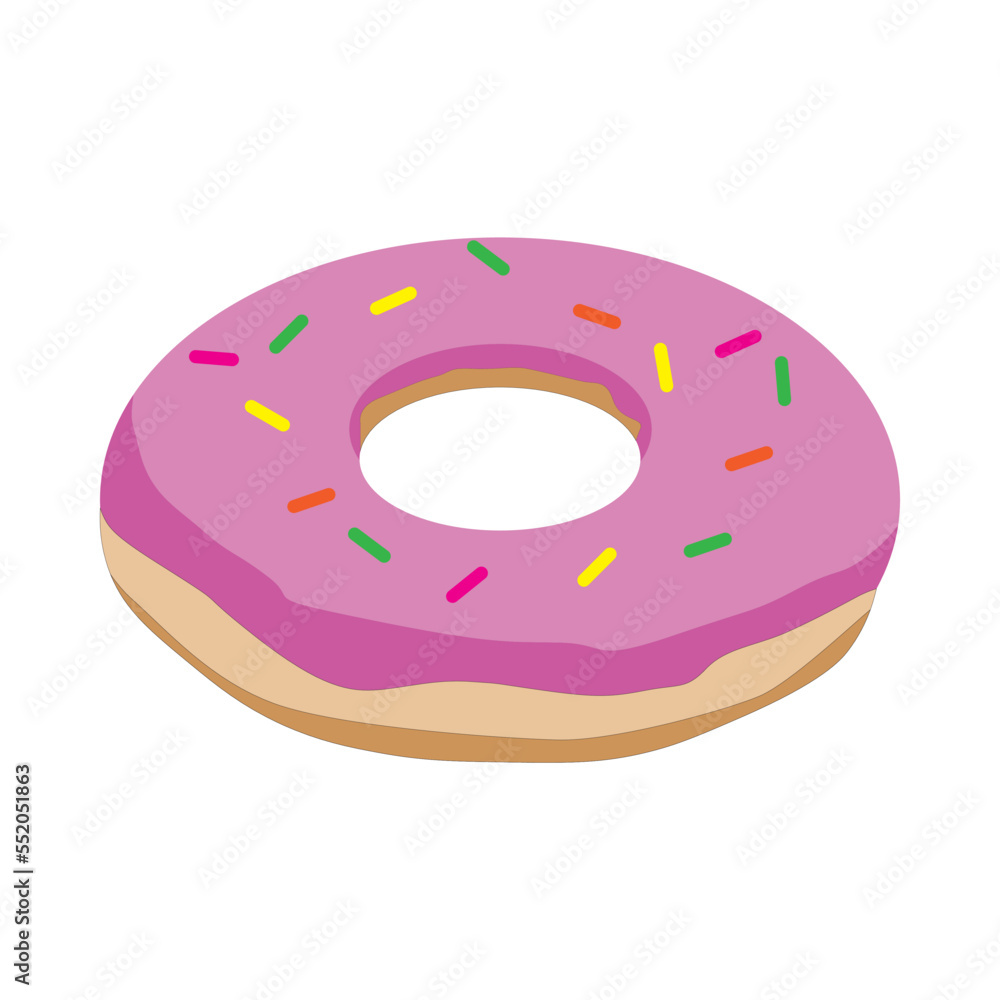 Cartoon strawberry donut vector illustration Cartoon strawberry donut vector illustration