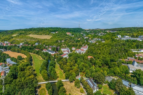 Bad Mergentheim im Taubertal, Kurstadt im nördlichen Baden-Württemberg aus der Luft