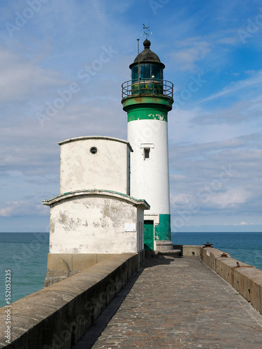 Lighthouse of Le Treport, a commune in the Seine-Maritime department in Normandy, in northwestern France. 