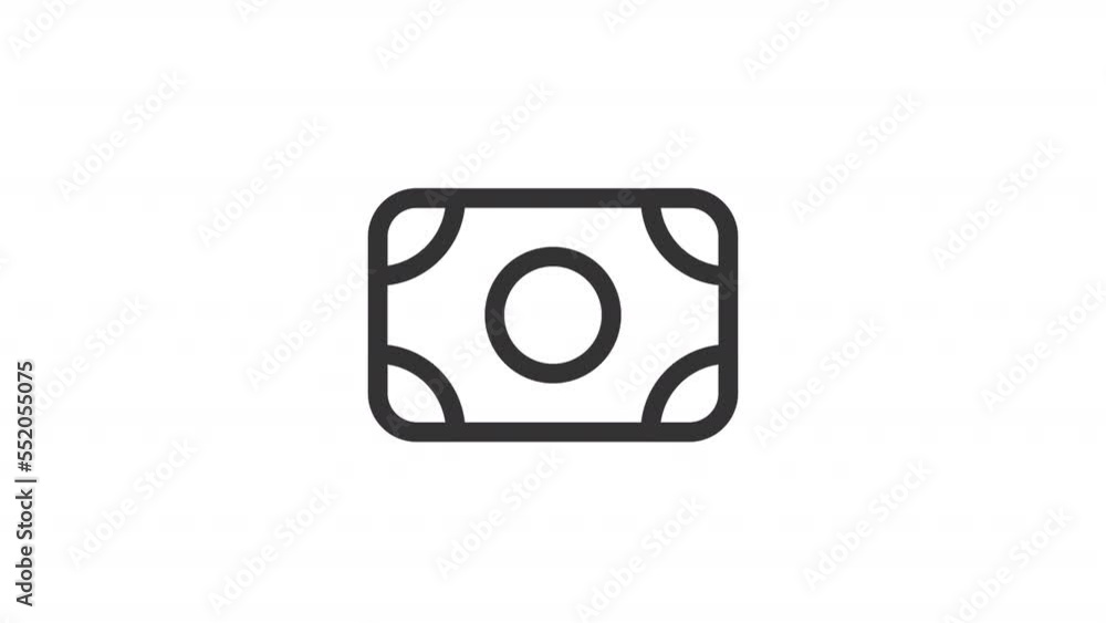 Animated cash line ui icon. Banknote. Financial transaction. Seamless loop HD video with alpha channel on transparent background. Outline isolated user interface element motion graphic animation Animated cash line ui icon. Banknote. Financial transaction. Seamless loop HD video with alpha channel on transparent background. Outline isolated user interface element motion graphic animation