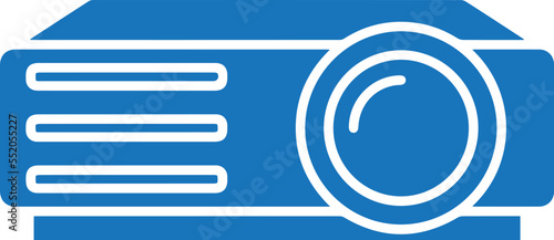 Projector icon, media projector icon blue vector