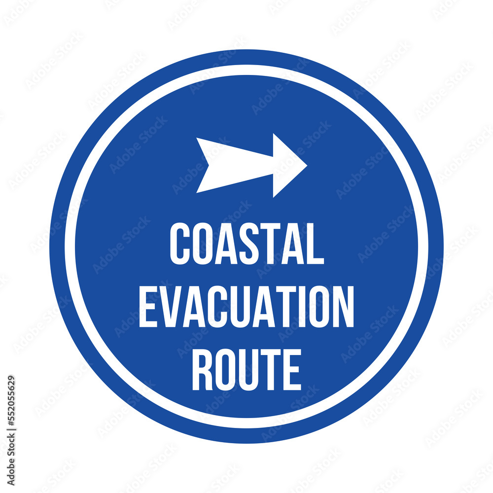 Coastal evacuation route symbol icon 