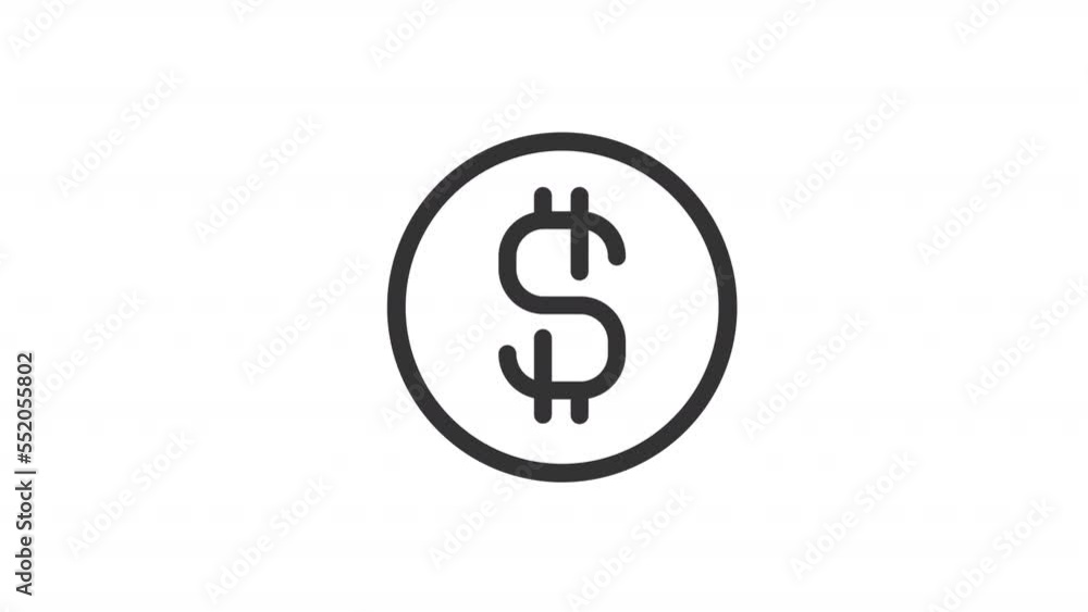 Animated dollar coin line ui icon. Payment. Banking and finance. Seamless loop HD video with alpha channel on transparent background. Outline isolated user interface element motion graphic animation Animated dollar coin line ui icon. Payment. Banking and finance. Seamless loop HD video with alpha channel on transparent background. Outline isolated user interface element motion graphic animation