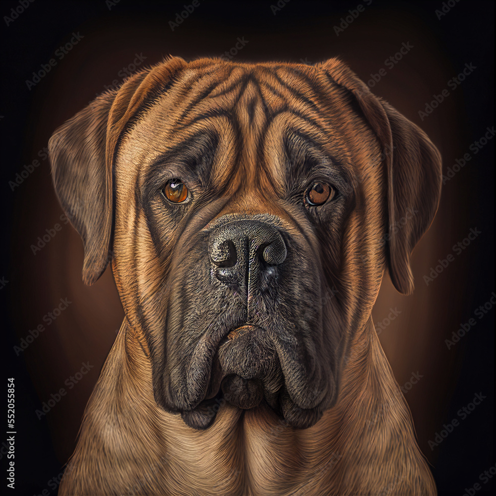 Portrait of a Bullmastiff ,generative ai illustration 04