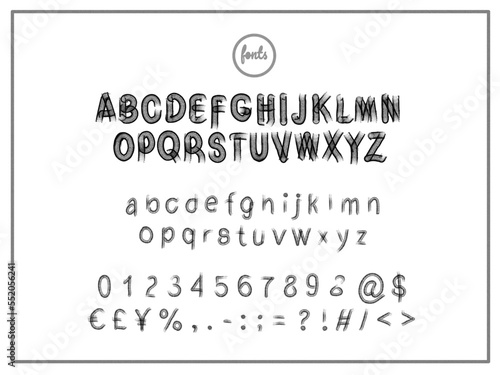 vector English alphabet collection of latin letters numbers and punctuation marks