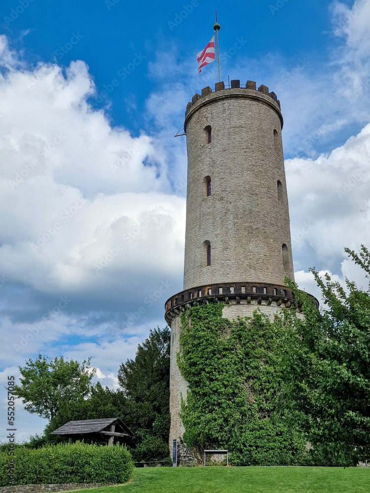 Sparrenburg Bielefeld Tower in good weather and great cloudy sky