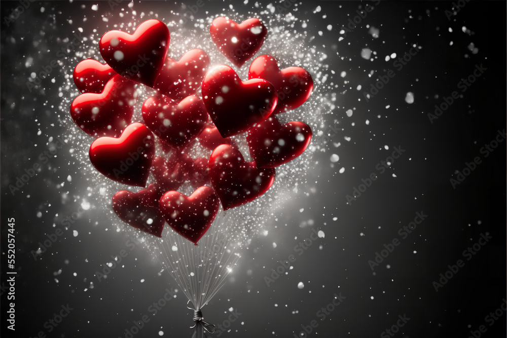 Valentine's Day heart balloons in a decorative arrangement Valentine's Day heart balloons in a decorative arrangement