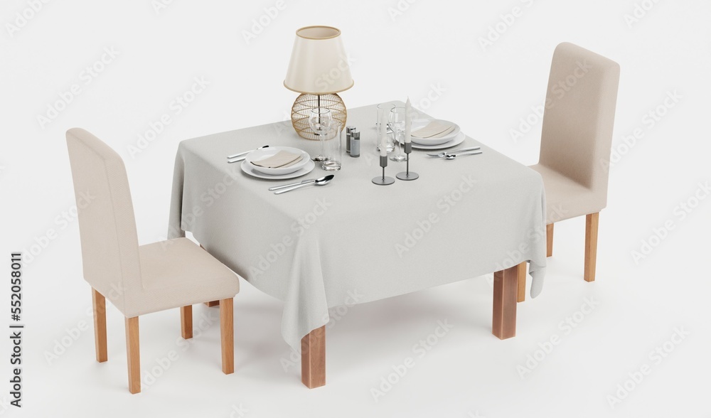 Realistic 3D Render of Restaurant Table Realistic 3D Render of Restaurant Table