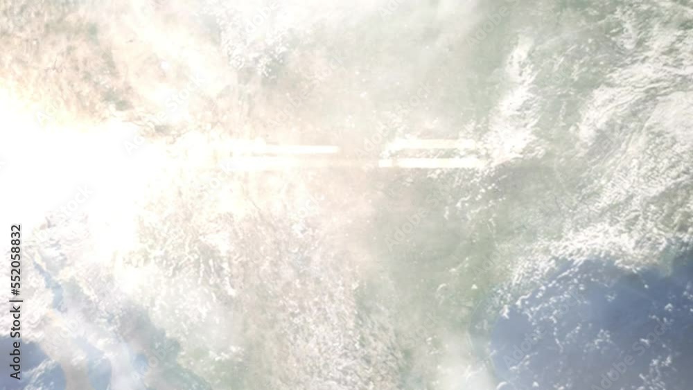 Earth zoom in from outer space to city. Zooming on Odessa, Texas, USA. The animation continues by zoom out through clouds and atmosphere into space. Images from NASA Earth zoom in from outer space to city. Zooming on Odessa, Texas, USA. The animation continues by zoom out through clouds and atmosphere into space. Images from NASA