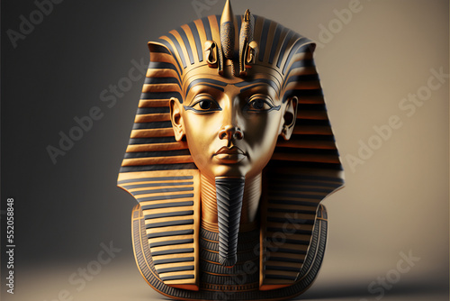 Photo Mask of Egyptian pharaoh mask display background mockup copy space 3d render sty