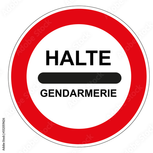 Panneau routier français: Arrêt obligatoire au barrage de gendarmerie photo