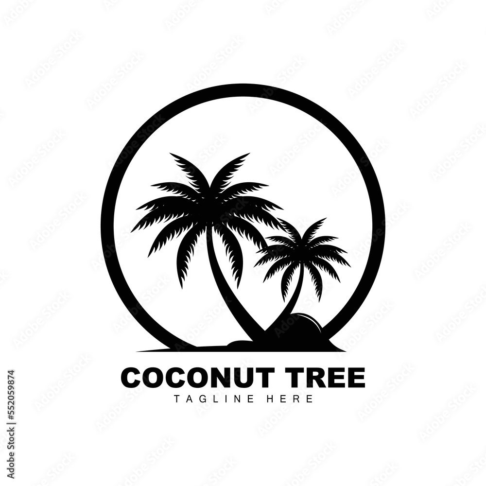 Coconut Tree Logo, Ocean Tree Vector, Design For Templates, Product Branding, Beach Tourism Object Logo Coconut Tree Logo, Ocean Tree Vector, Design For Templates, Product Branding, Beach Tourism Object Logo