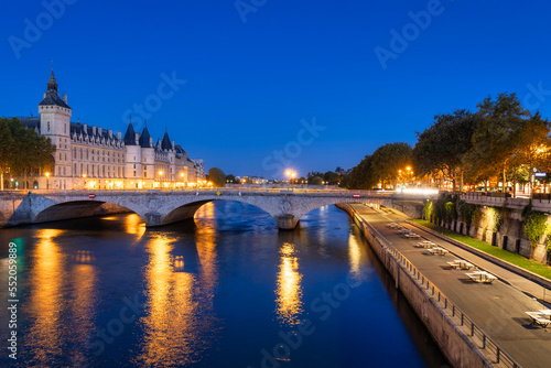 Canvas Print Cityscape of Paris by the Seine river at down. France