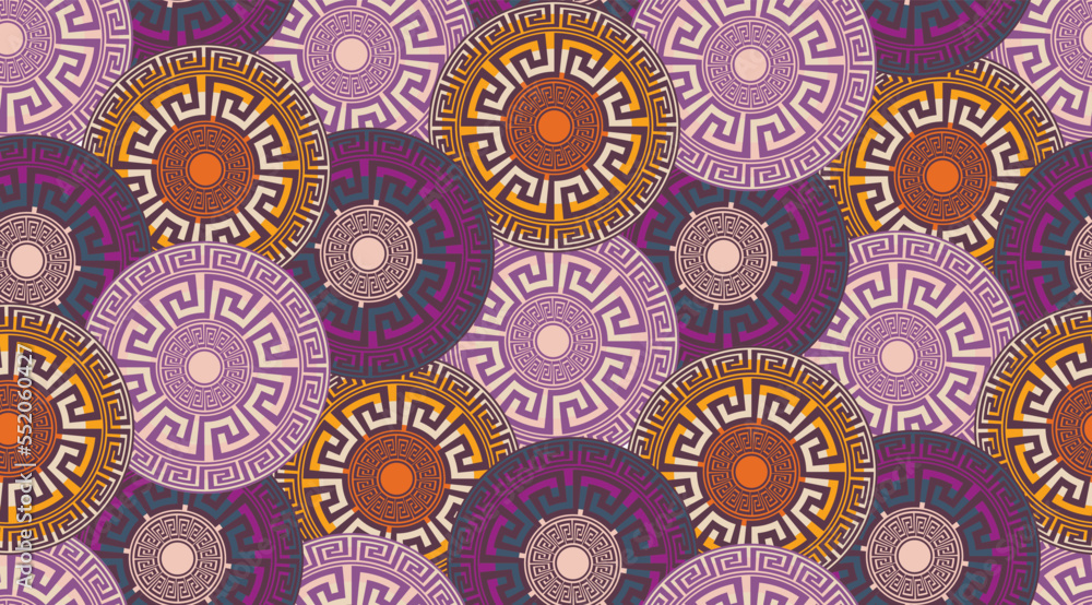 Abstract Decorative Ethnic Round Circles Seamless Pattern Luxury Interior Design Modern Greek Geometrical Background Trendy Fashion Colors Abstract Decorative Ethnic Round Circles Seamless Pattern Luxury Interior Design Modern Greek Geometrical Background Trendy Fashion Colors