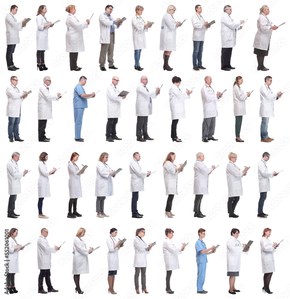 Obraz premium full length group of doctors with notepad isolated