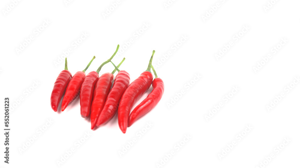 Isolated red ripe chili on white background soft and selective focus Isolated red ripe chili on white background soft and selective focus