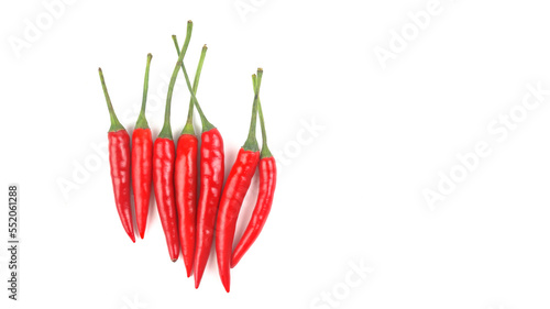 Isolated red ripe chili on white background soft and selective focus 