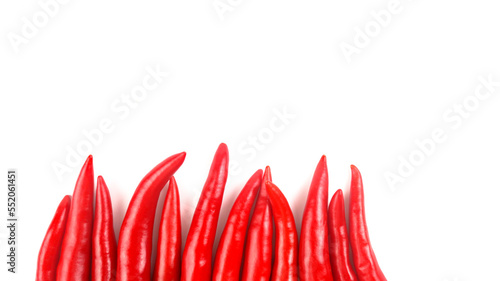 Isolated red ripe chili on white background soft and selective focus 