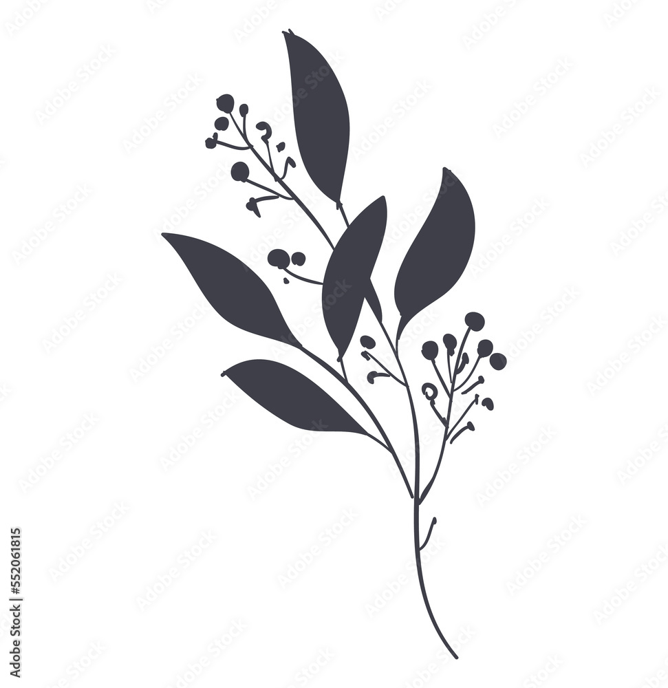 Christmas decoration black branch leaf. Elements for your design, Seamless holly leaf with flowers, spruce branches, leaves and berries. Christmas decoration vector illustrations.