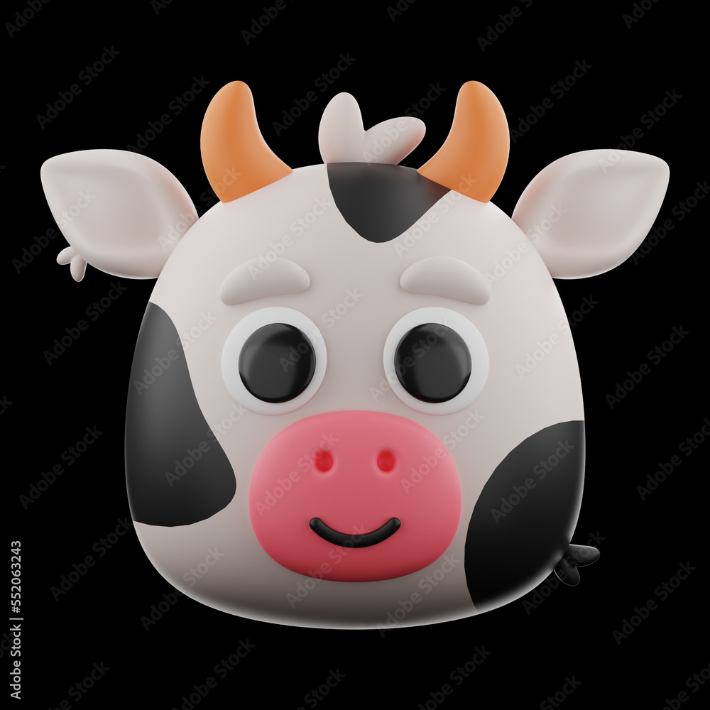 Animal cow icon 3d rendering on isolated background Animal cow icon 3d rendering on isolated background