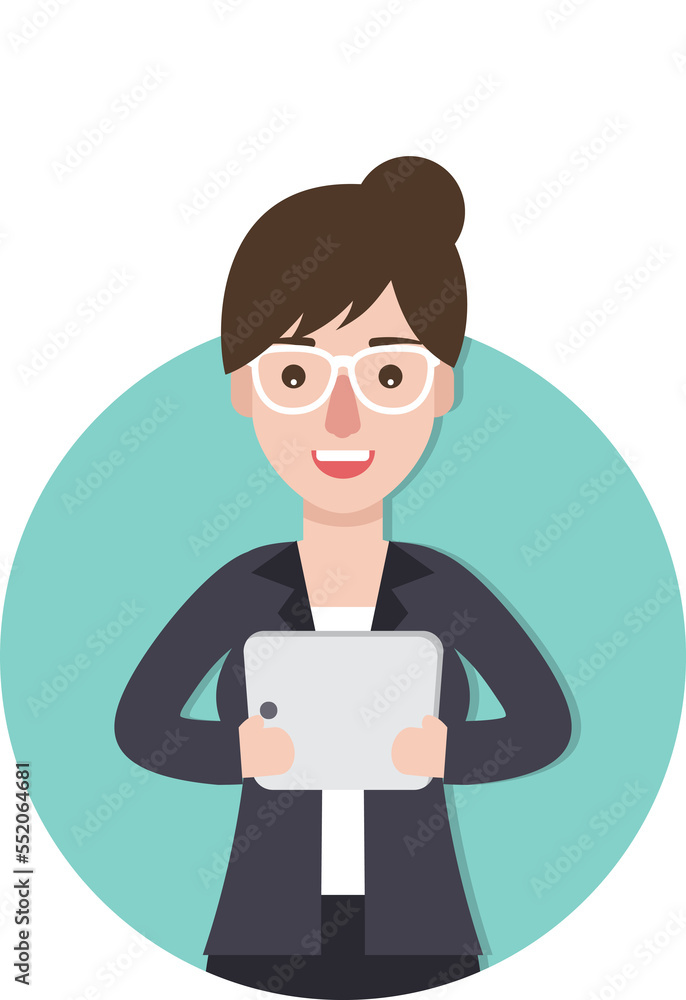 Busineswosman on duty, female employee at work. Busineswosman on duty, female employee at work.