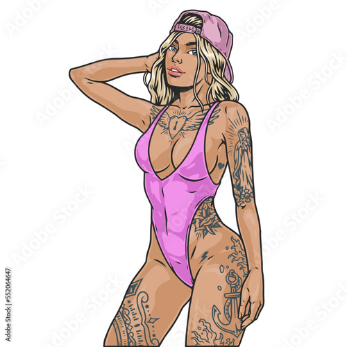 Hot trendy girl sketch colorful