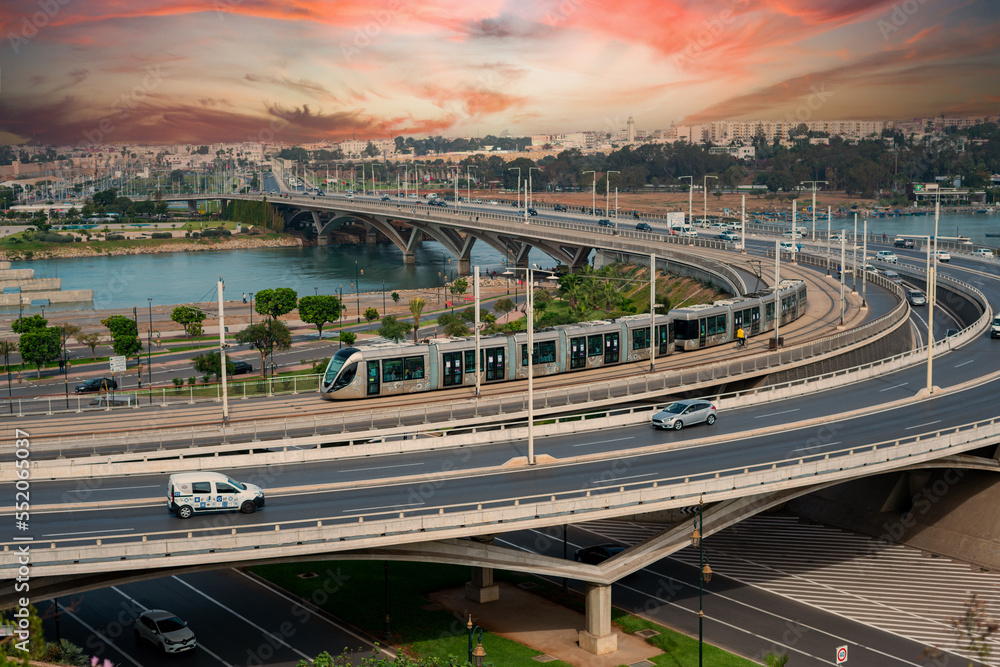 Fototapeta premium Traffic on Hassan II bridge in Rabat, Morocco