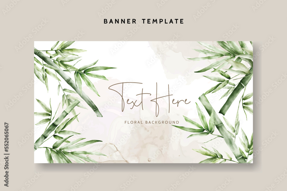 elegant greenery bamboo watercolor floral background