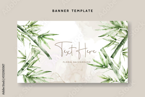 elegant greenery bamboo watercolor floral background