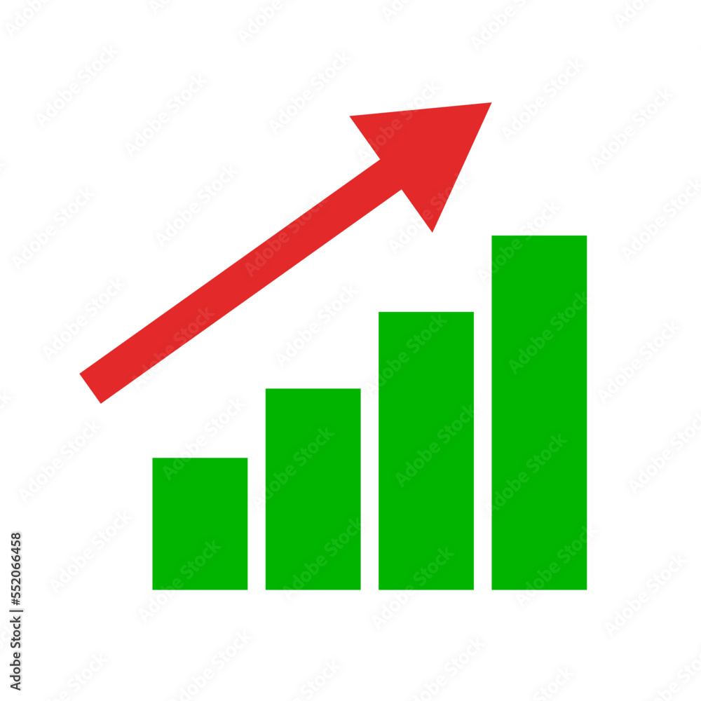 Growth bar graph icon. Upward revision. Vector. Growth bar graph icon. Upward revision. Vector.