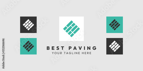 Paving block logo template with check mark vector design illustration