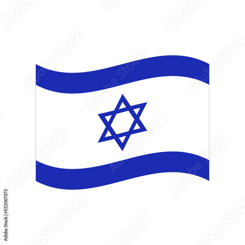 Fluttering Israeli flag. Flag of Israel. Vector.