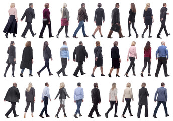 group of successful business people in motion isolated