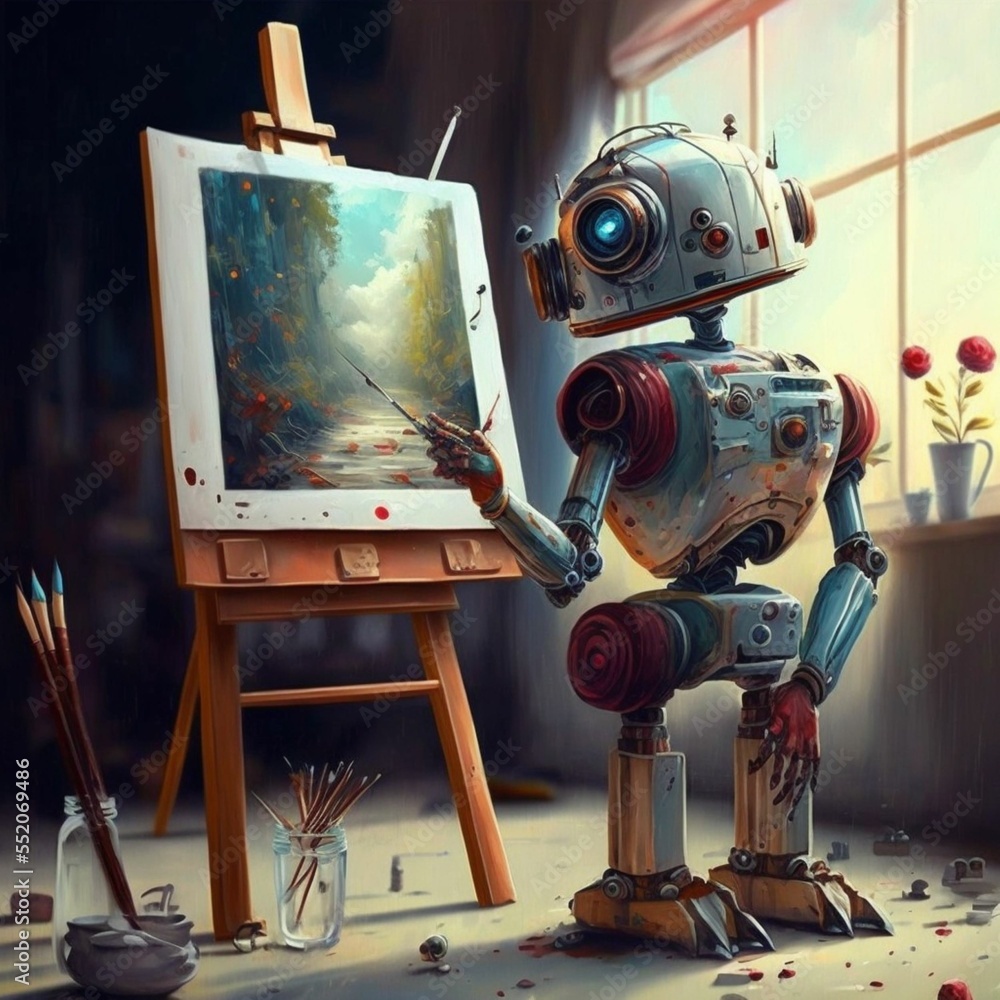 Robot painting a painting Robot painting a painting