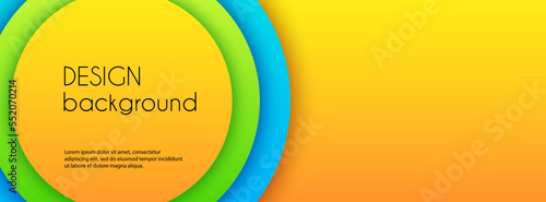 Yellow abstract vector long banner. Business minimal background with colorful circles and copy space for text. Facebook header