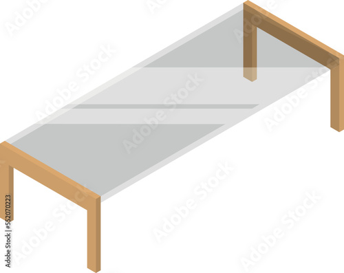 Glass coffee table isometric icon. Office furniture