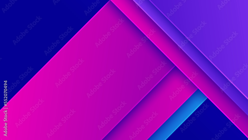 Abstract blue and pink gradient background with geometric dynamic shapes and sport speed motion element. Design for technology background, hi-tech, sport