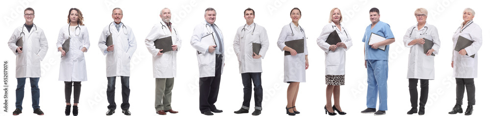 full length group of doctors with notepad isolated full length group of doctors with notepad isolated