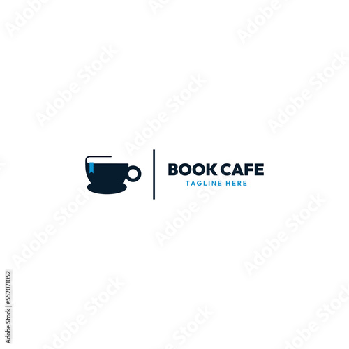 Book cafe coffee logo with book concept design