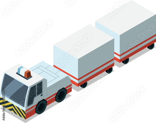 Airport tractor icon. Baggage transport. Isometric vehicle