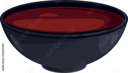 Soy sauce bowl. Asian traditional realistic condiment