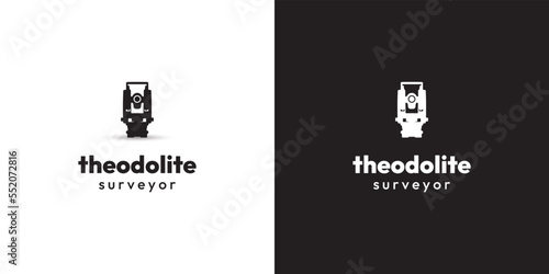 Theodolite logo design in retro style vector design illustration