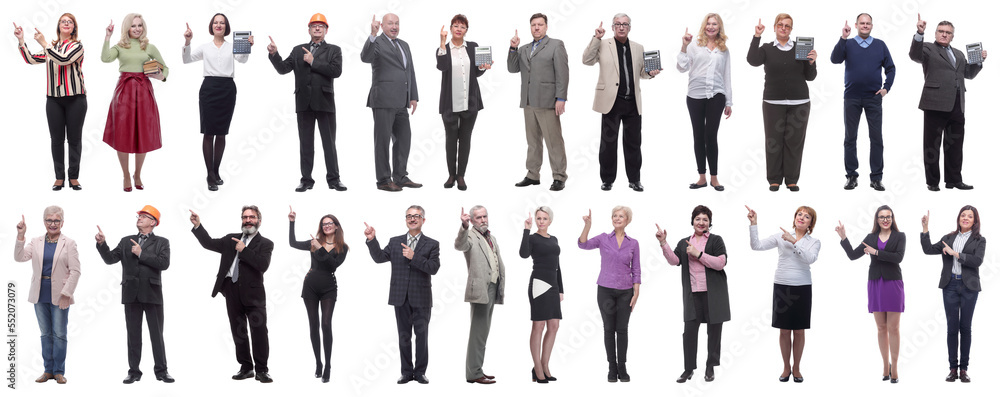 Fototapeta premium group of businessmen showing thumbs up isolated