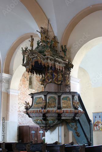 Pulpit in the Church of St. Mary Magdalene in Cazma, Croatia photo