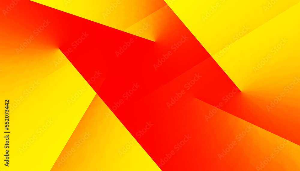Yellow orange red abstract background for design. Geometric shapes. Triangles, squares, stripes, lines. Color gradient. Modern, futuristic. Bright, colorful. Web banner.