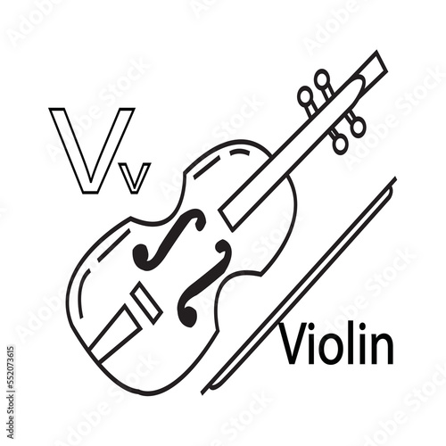 violin and guitar.Alphabet v with violin coloring page