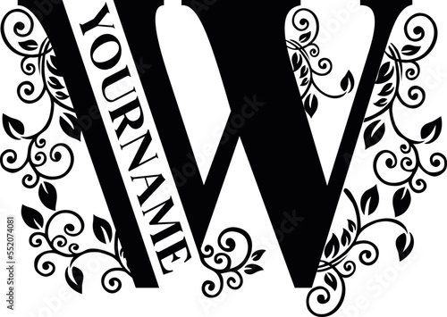 Separate W Letter Sublimation Vector design file, for mug, t-shirt, Flower vase, pillow case