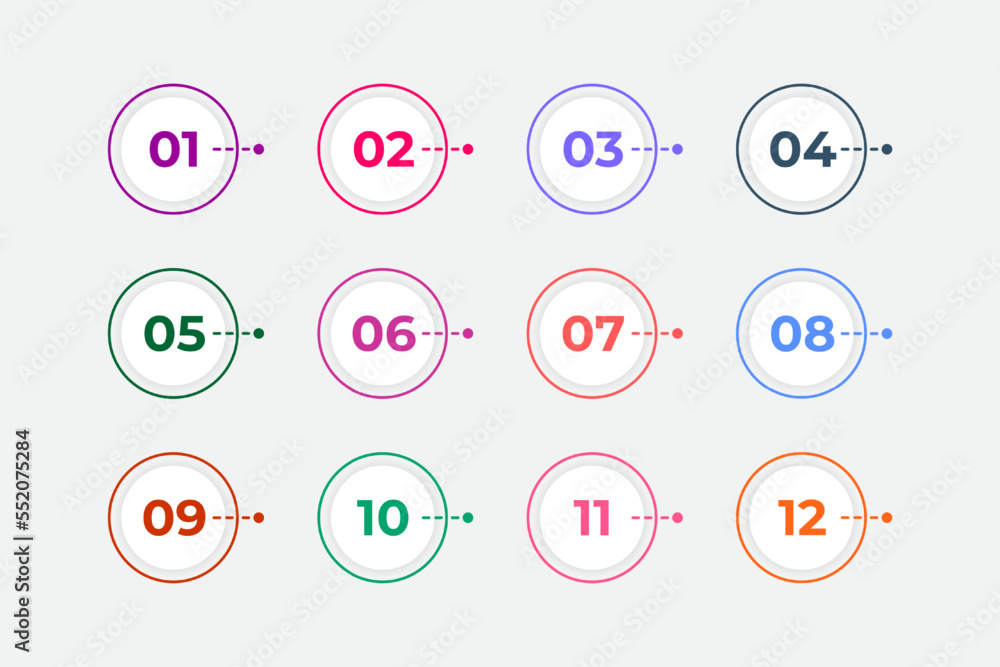 Bullet Points Numbers from One to Twelve Bullet Points Numbers from One to Twelve