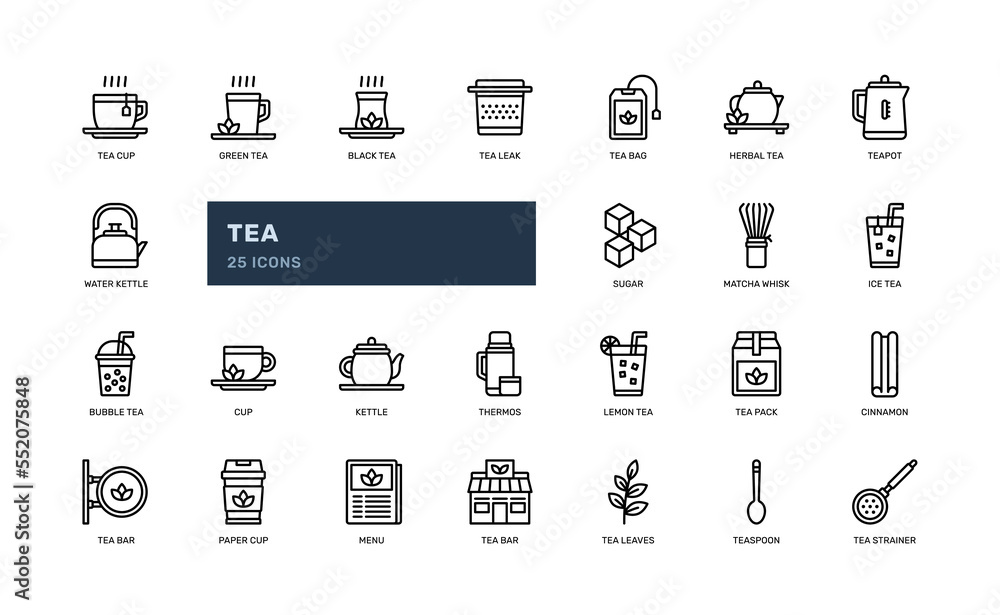 tea herbal drink beverage menu restaurant bar detailed thin line outline icon set. simple vector illustration tea herbal drink beverage menu restaurant bar detailed thin line outline icon set. simple vector illustration