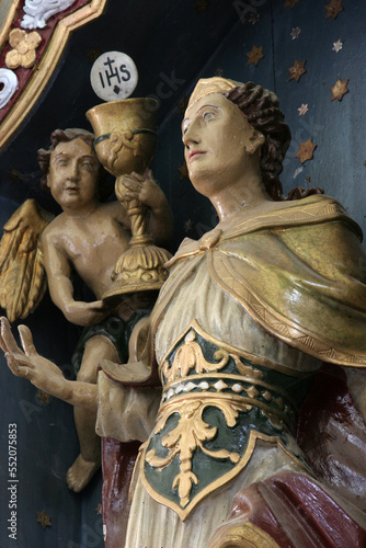 Saint Barbara the martyr, statue on the altar of Saint Barbara in the parish church of Saint George in Durdic, Croatia